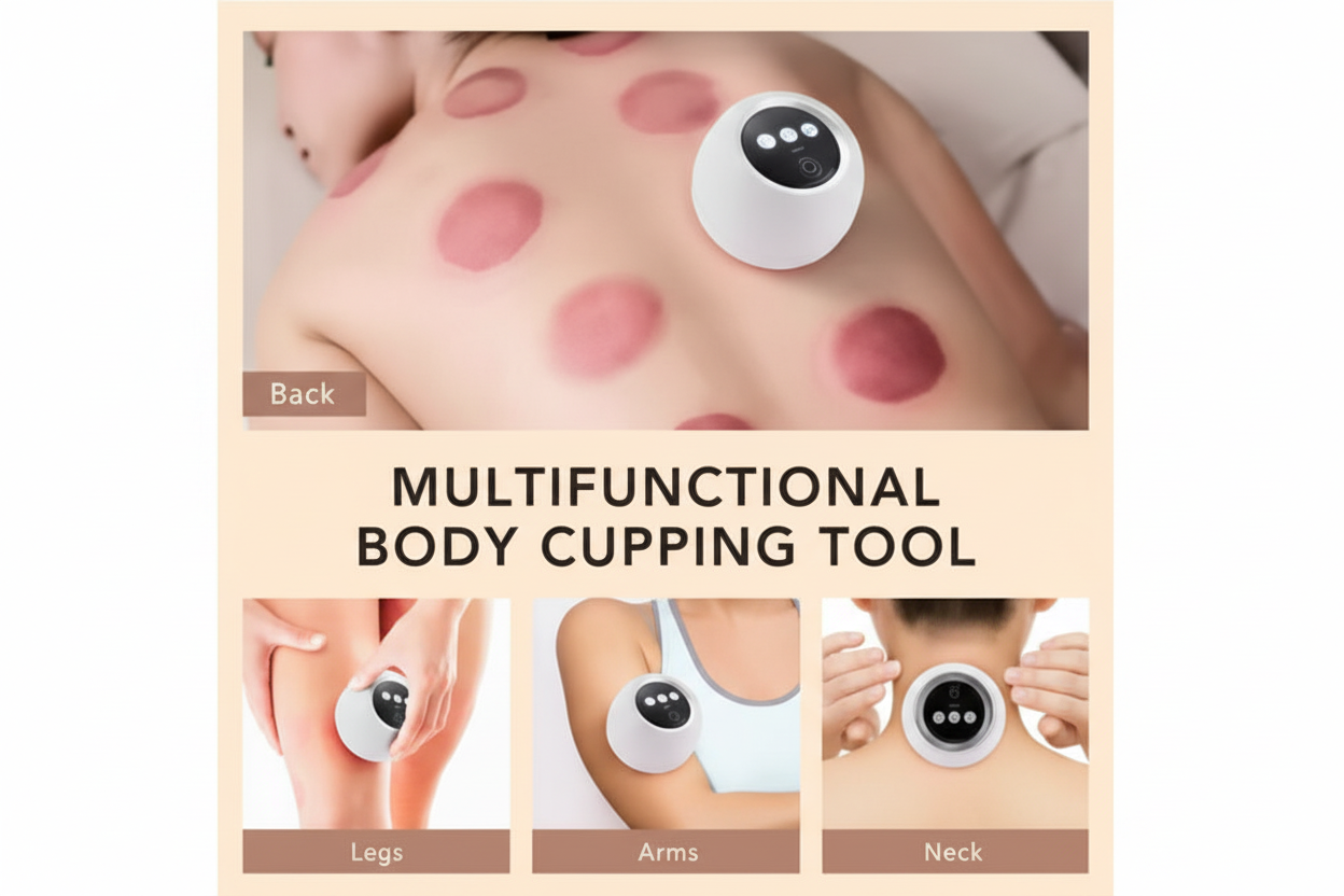 Dispozitiv electric pentru masaj cu ventuze – Cupping, Gua Sha & Compresă caldă